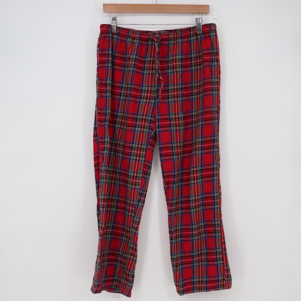 Pajamagram Pajama Pants Womens M Plaid Red Cotton Drawstring Excellent